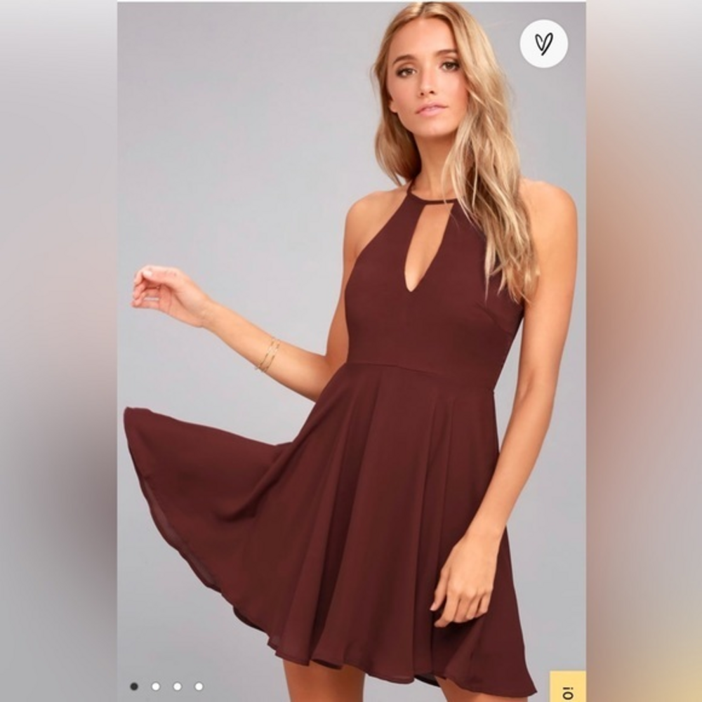 Lulus Glamorous Grace Burgundy Skater‎ Dress Size Medium